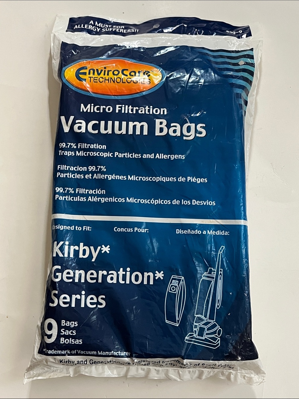 EnviroCare Micro Filtration Vacuum Bags - Blue Packaging Kirby generation series